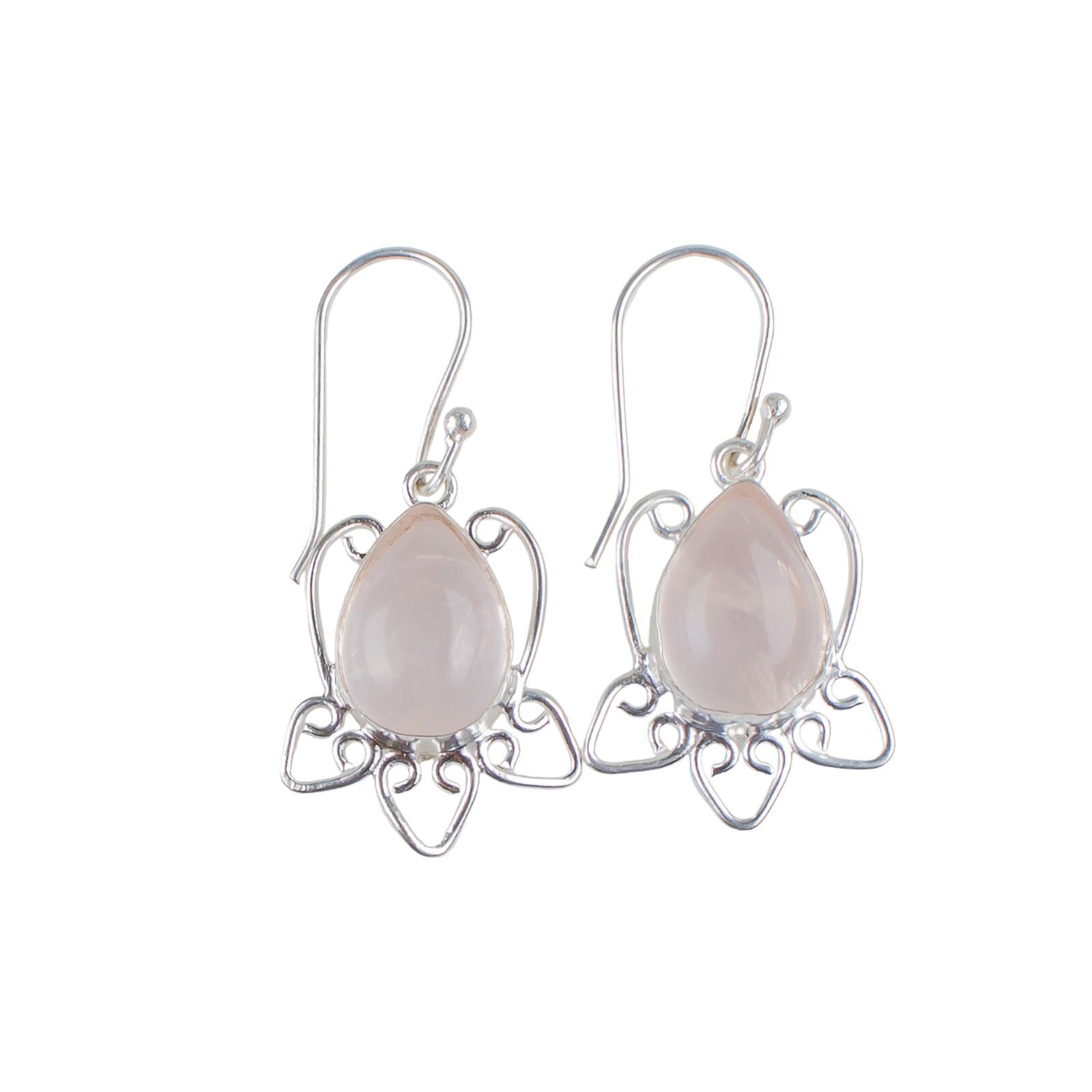 

Rose Quartz Gemstone 925 Sterling Silver Handmade Jewelry Girls Earrings 1.70 EE-40-22