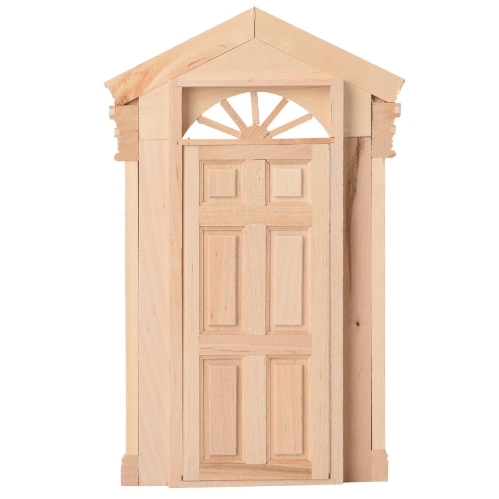 1:12 Doll House Mini Wooden Steepletop Door for Dolls DIY Dollhouse Furniture Accessories