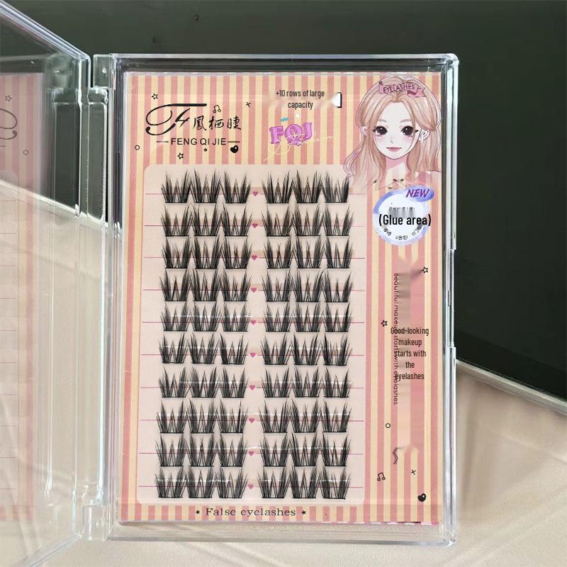 

Подходящие для начинающих черные эльфийские кисточки для кошачьих ушей, густые 10-рядные накладные ресницы большой вместимости