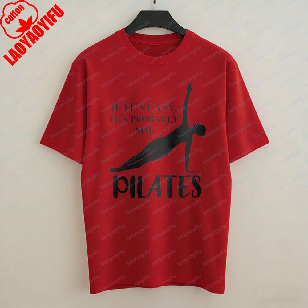 Pilates Women TShirt Simple Side Plank Exercise Graphic Tops Unisex Fitness Casual Cotton Tee Gym Breathable Clothes Ropa Mujer