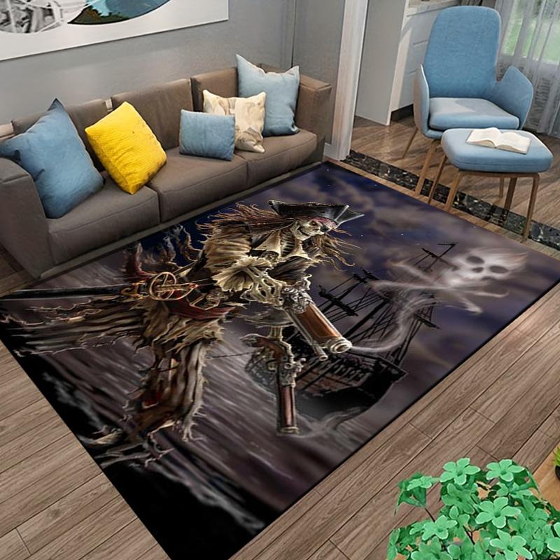 15 Sizes Skeleton Sea Pirate Pattern Rug Carpet for Living Room Bathroom Mat Creative Doormat Carpet for Bedroom Home Decor cool