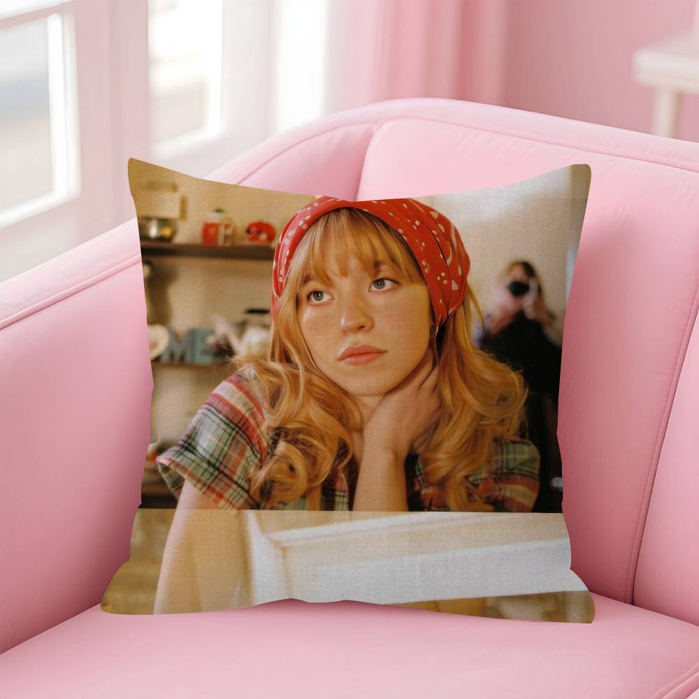 Actor Sydney Sweeney Cushion Cover Car Throw Pillow Case For Sofa Car Christmas Gift