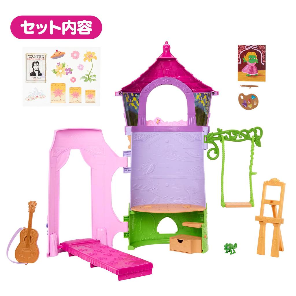 Mattel Disney Princess Rapunzel Story Tower Castle Playset Dollhouse (Dolls sold separately) Pretend Play for Girls Ages 3+ Pink JGR71