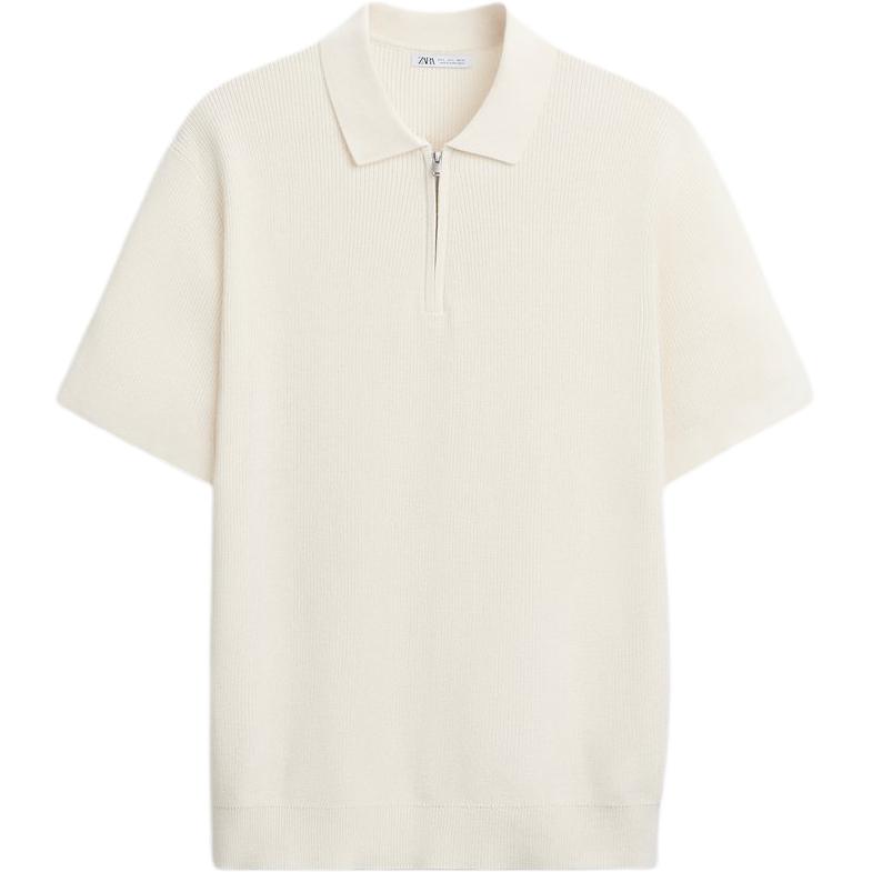 

Zara Solid Color Knitted Polo Shirt Men tops White 3284436-712 XL