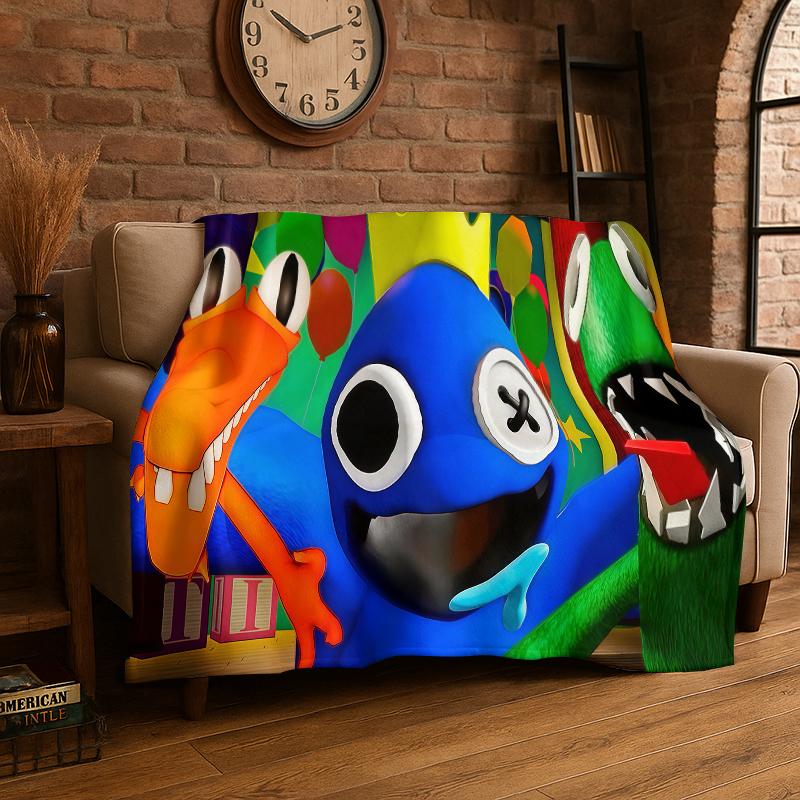 3D R-Rainbows Friends Cartoon Game Flannel Blanket Soft Warm Throw Blanket for Bedroom Living Room Bed Travel Camping Picnic