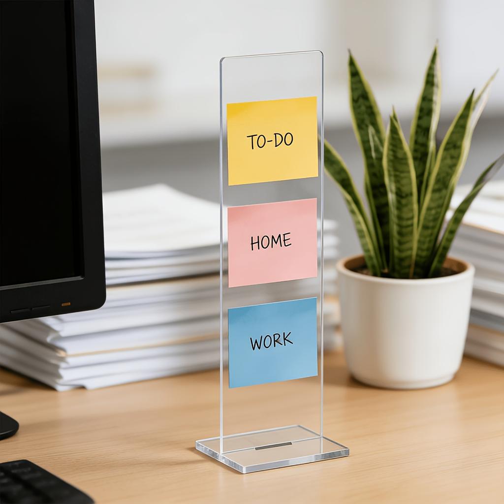 Detachable Transparent Acrylic Memo Board Desktop Screen Holder Office Adhesive Message Display Stand Study Working Daily Use
