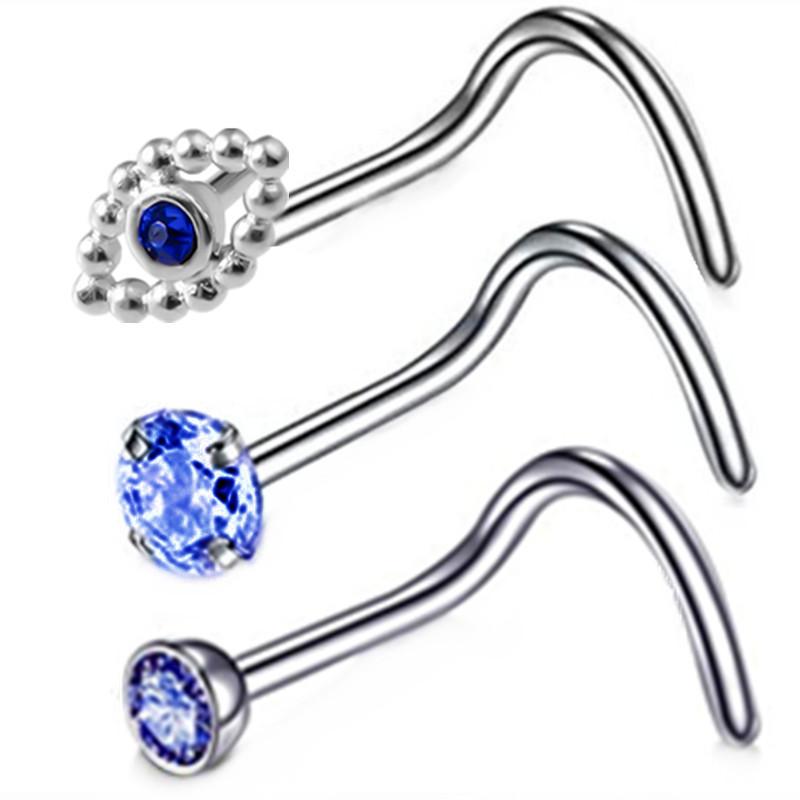 3PCS Pink Crystal Bend Nose Piercing Stud Set Spider Nose Ring Bulk Twist Butterfly Nose Rings And Studs Pack Piercing Nariz Lot