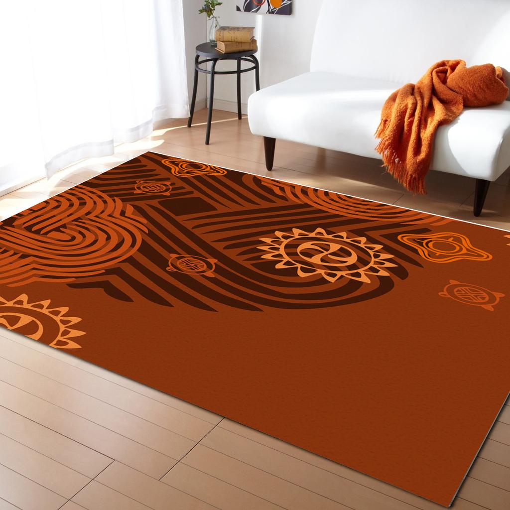 African Tambourine Geometric Lines Carpets for Living Room Anti-slip Carpet for Bedroom and Kitchen Floor Mats Home Decor Rug