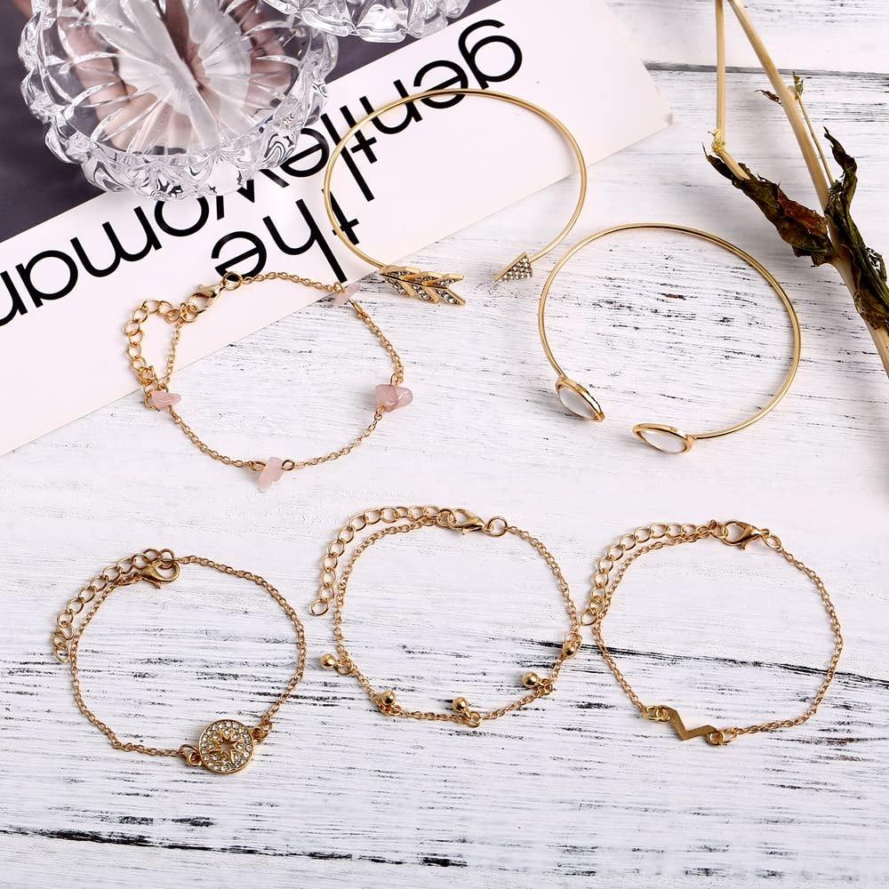 Latest Stylish Multilayer Gold Plated Bangle Bracelet for Women and Girls