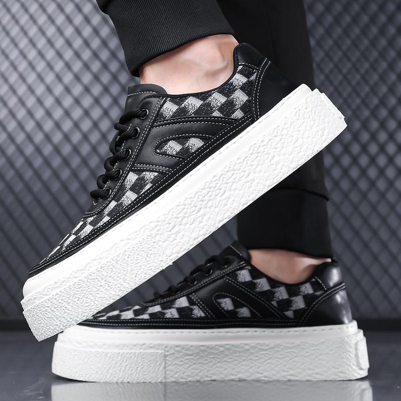 Fashion British Style Men Comfy Designer Lace-Up Shoes Brand Genuine Leather Thick Bottom Board Shoes2025New Fashion Casual Walking Shoe