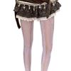 Bowknot Twist Stripe Jacquard Sheer Pantyhose With Breathable Lace Design Solid Color Hollowout Fishnet Tights for Women