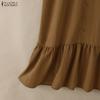 ZANZEA Women Casual Round Neck Loose Ruffles Hem Solid Color Half Sleeve Dress