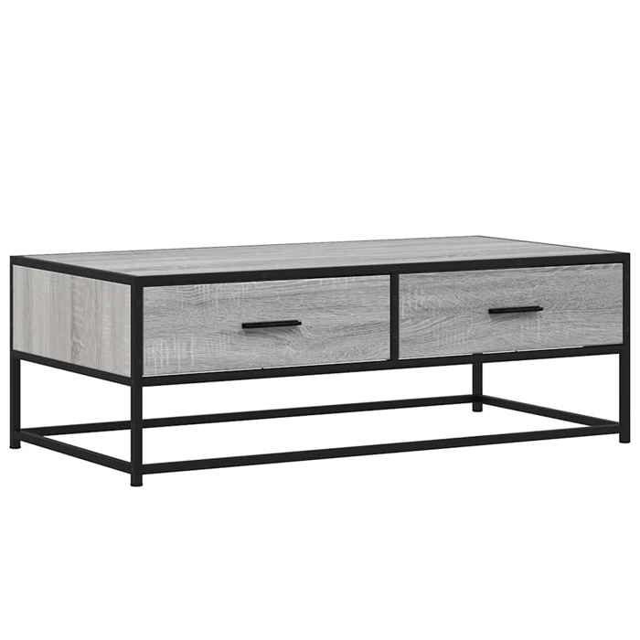 VidaXL Table basse sonoma gris 100x50x35 cm bois d'ingénierie et métal, table d'appoint, table de salon, table latérale, 848782