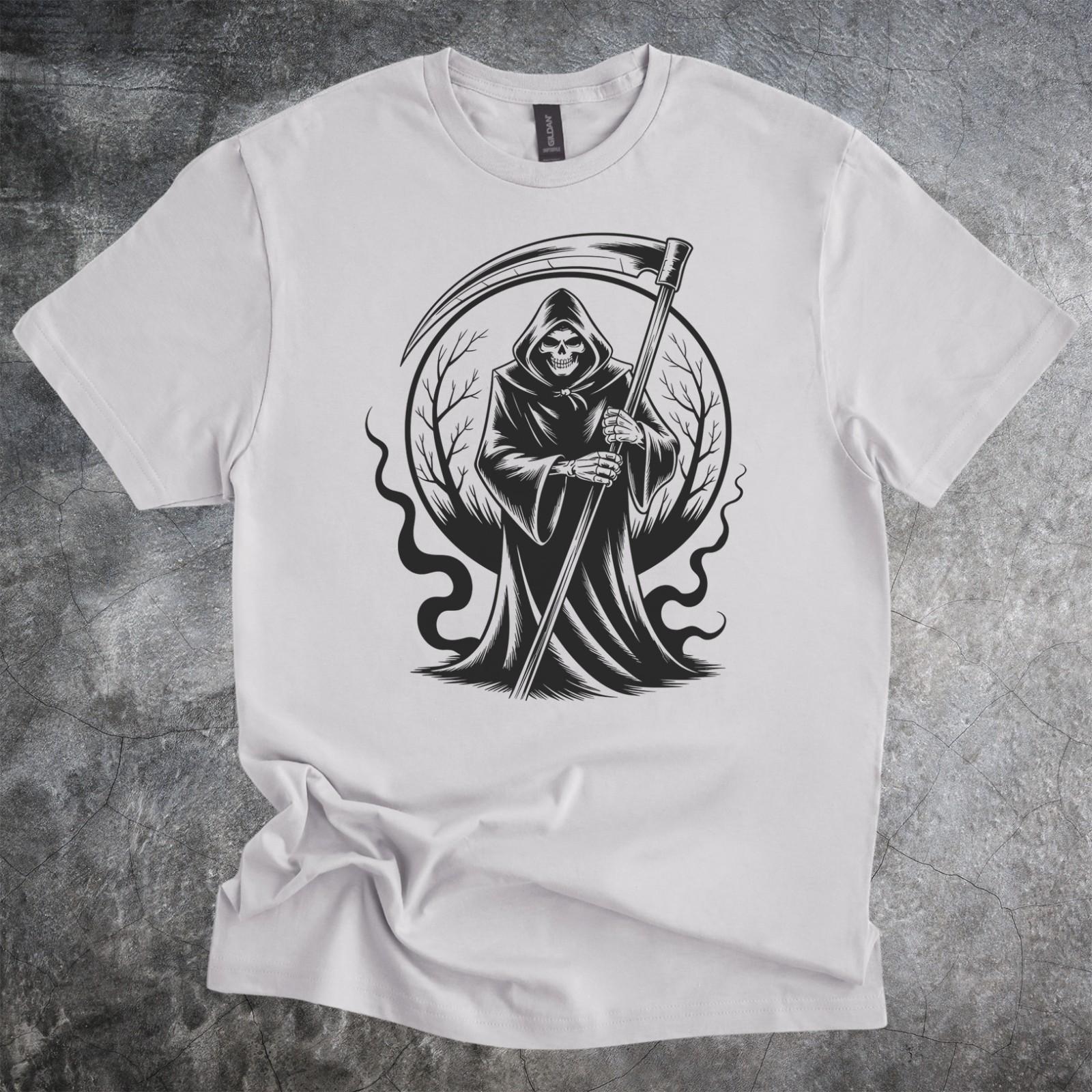 Grim Reaper Scythe Dark Art Graphic Shirt Tshirt Skeleton Design S разноцветный