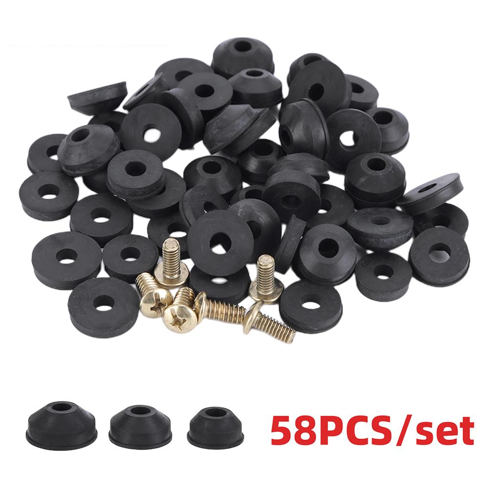 58 Pcs Faucet Washers with Brass Screws Faucet Washers Repair Kit Flat and Beveled O-ring for Kitchen Tap Or Bathroom Sink Leak