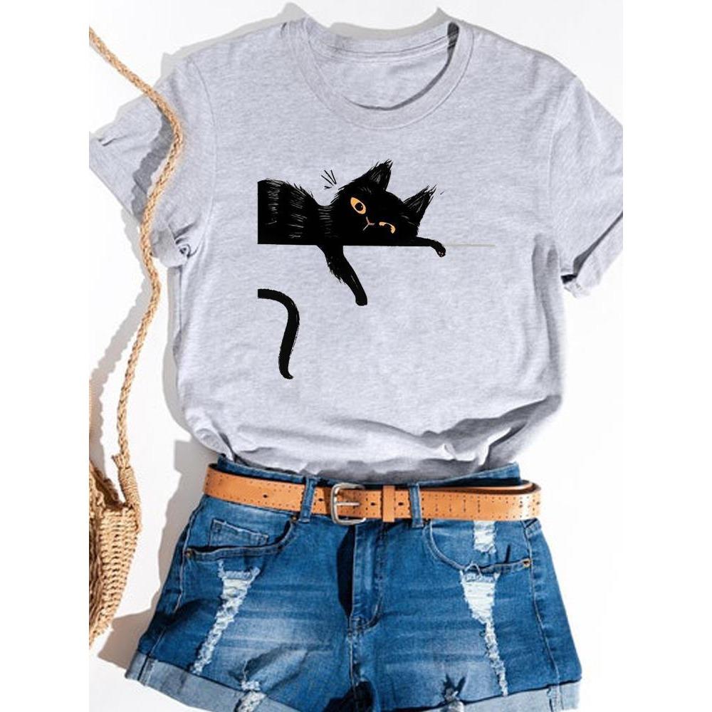 Print Print T-shirt Basic Summer  Women's Fashion Crew-neck Trend Ins All-match