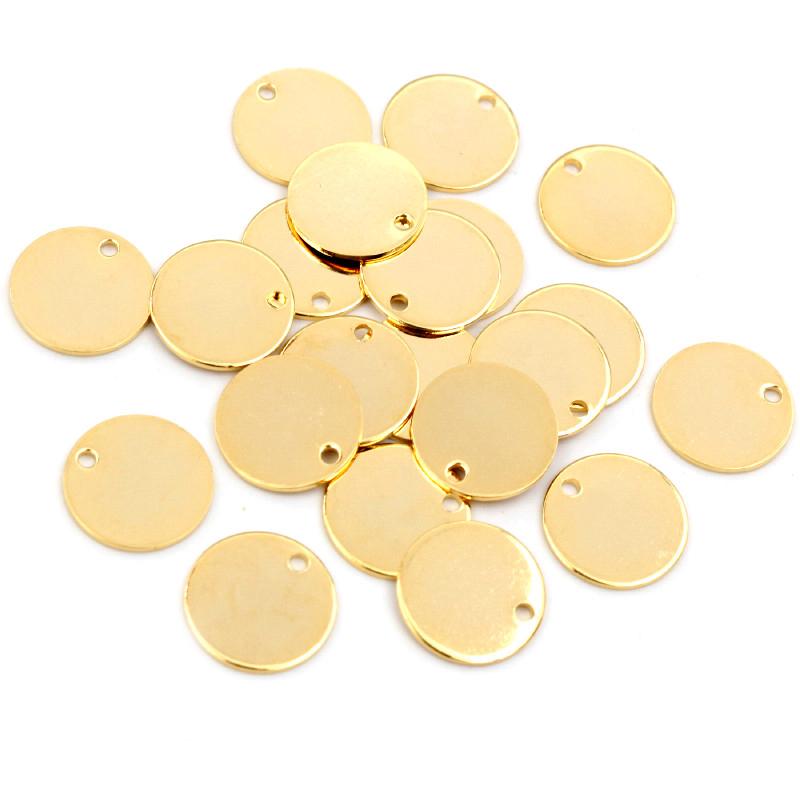 6 8 10 12 15 18 20 25mm Charms 316 Stainless Steel Gold Plated Round One Hole Charm DIY Necklace Pendant Jewelry Finding