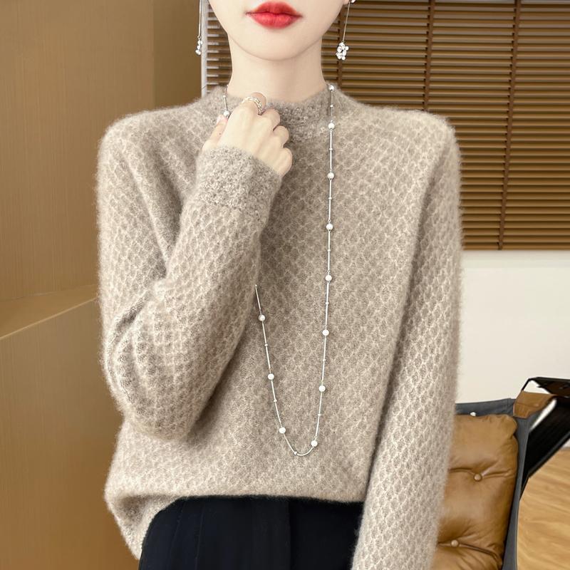 Women's Cashmere Sweater Qinghe Cashmere 30% Cashmere 70% Wool Autumn and Winter Pullover Warm and Fashionable