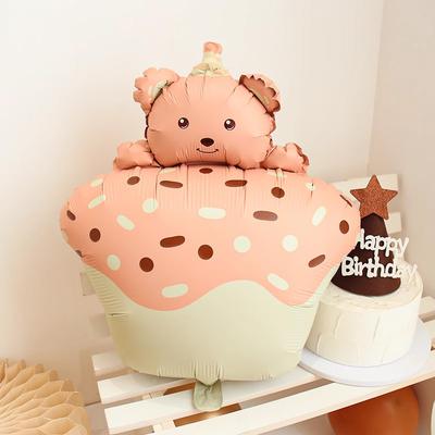 Wind Matte Bear Cake Balloon Birthday Decoration Aluminum Film Daisy Children'S Party Arrangement Background Wall Supplies
