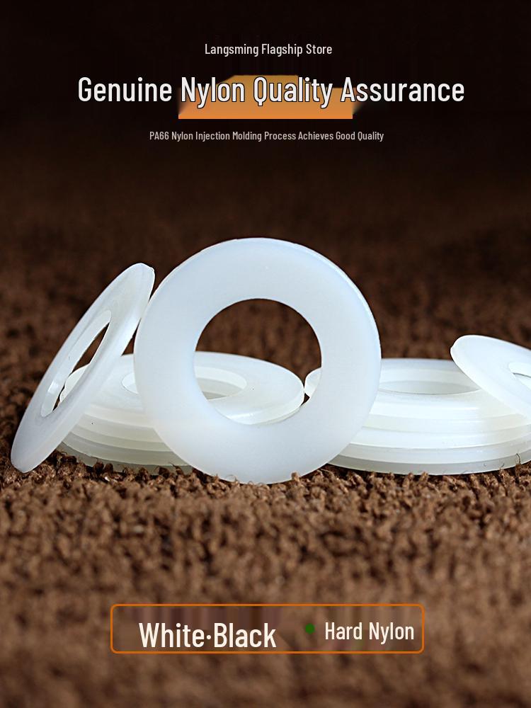 Durable Nylon Insulation Washers - Black & White, Round Flat Plastic (Sizes M3-M20)