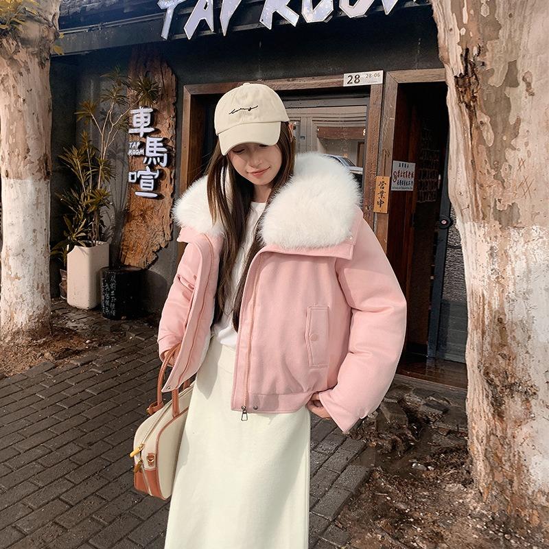 New big fur collar cotton clothes women's short imitation sheepskin fashion temperament small man new winter cotton coat