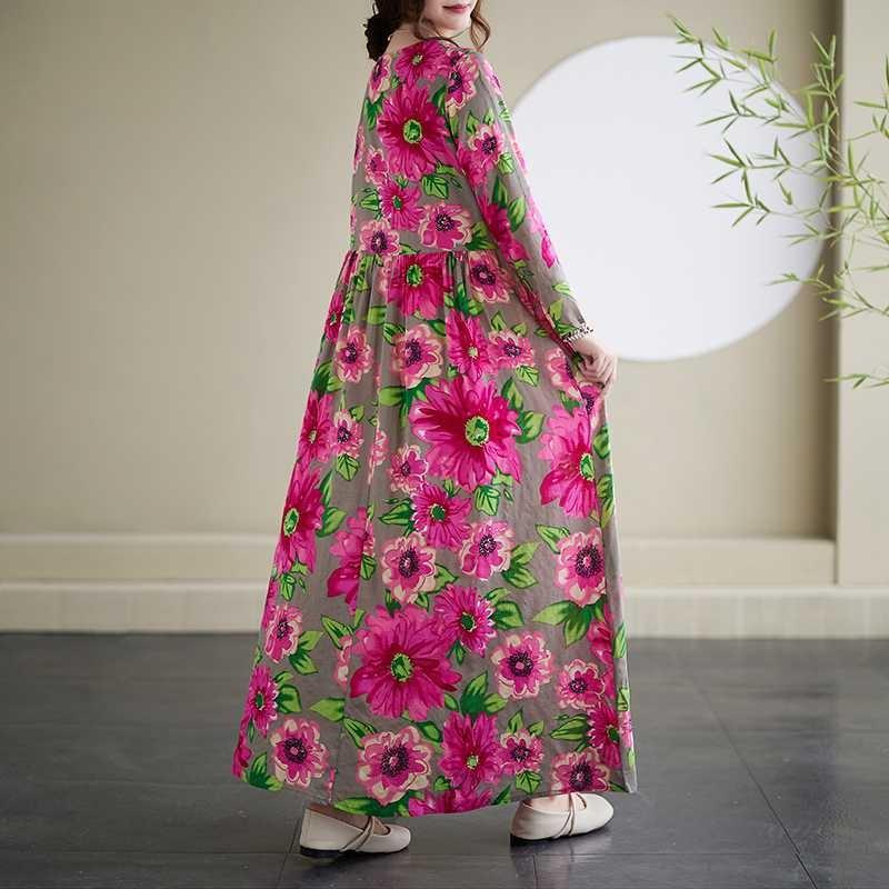 Vintage Long Skirt Flesh Covering Dress