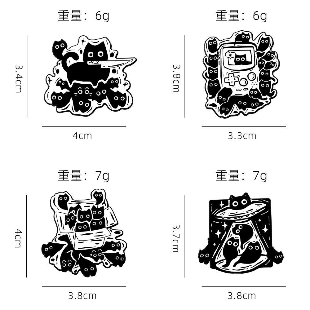 Cartoon black cat series brooch creative versatile personalized fashion clothing accessories black cat knife metal badge
