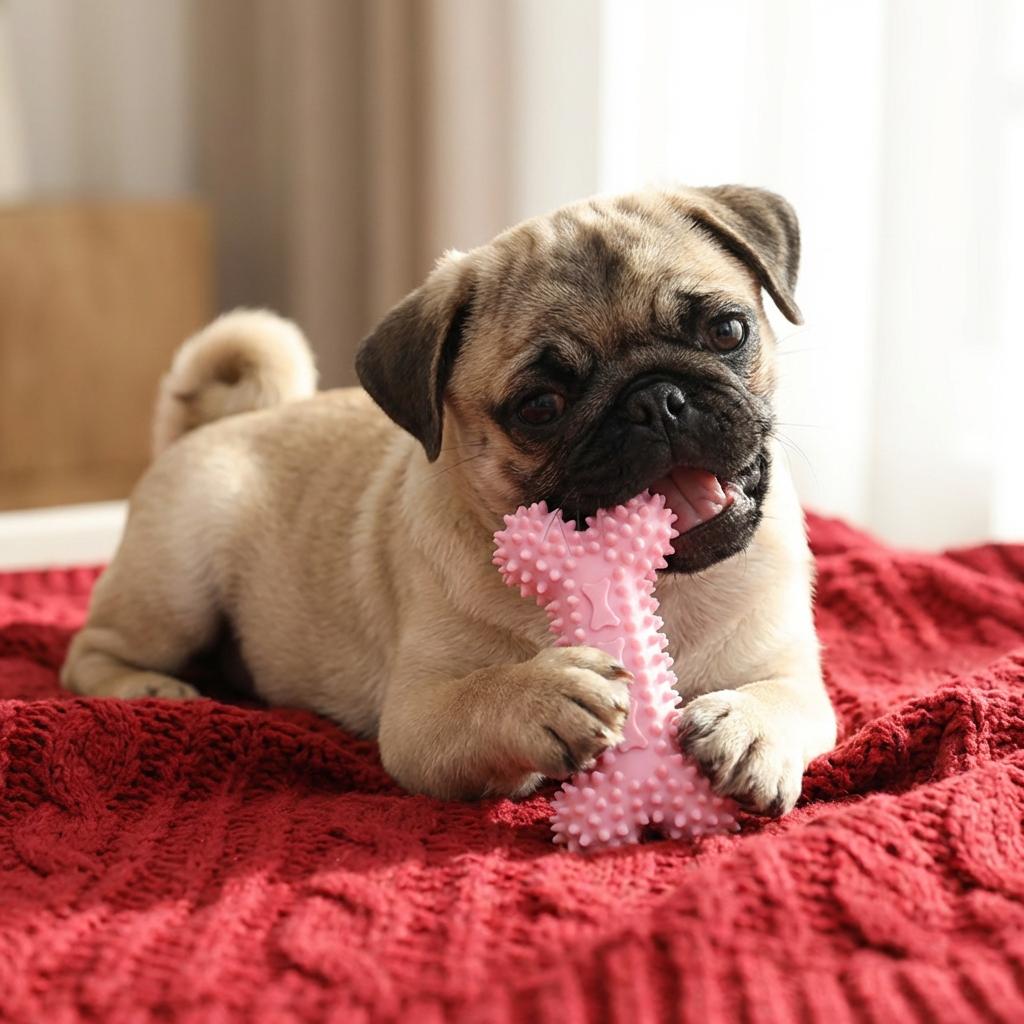 Puppy Teething Chew Toys, Non-Toxic TPR Dog Bone & Ring Toys with Rope, Durable & Bite Resistant for Small Medium Breeds