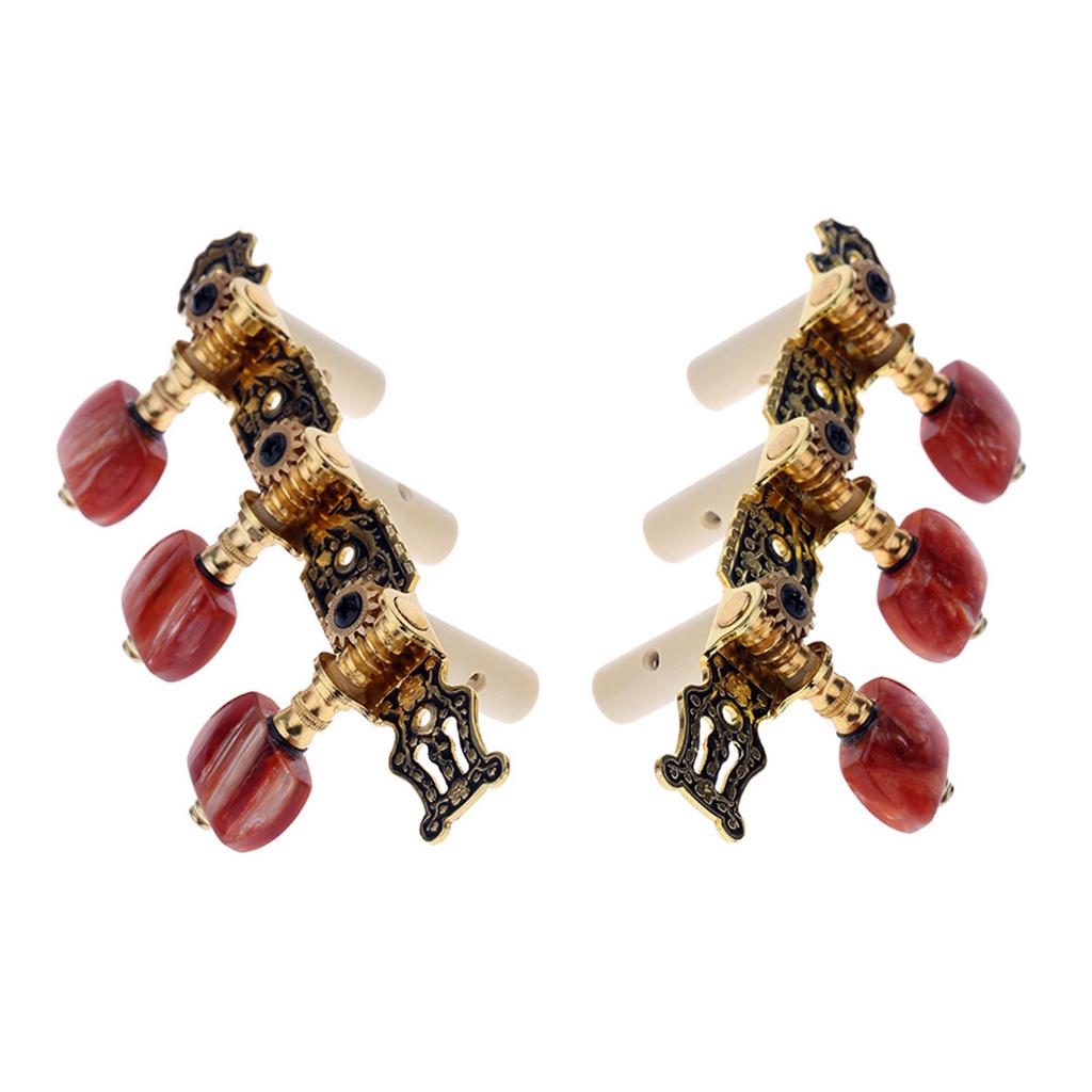 Alice AO 020HV2P 2pcs(Left + Right) Classical Guitar Tuning Key Gold Black Plated Peg Tuner Machine Head(long) String