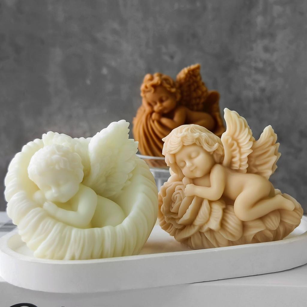 3D Rose Baby Angel Silicone Mold Handmade Aroma Candle Plaster Ornament Mould DIY Angel Home Decoration Crafts Making Molds