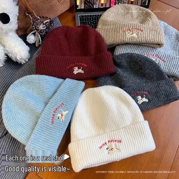 

Новая милая вязаная шапка с щенком для женщин - стиль 2025, лестный крой, идеально подходит для осени/зимы