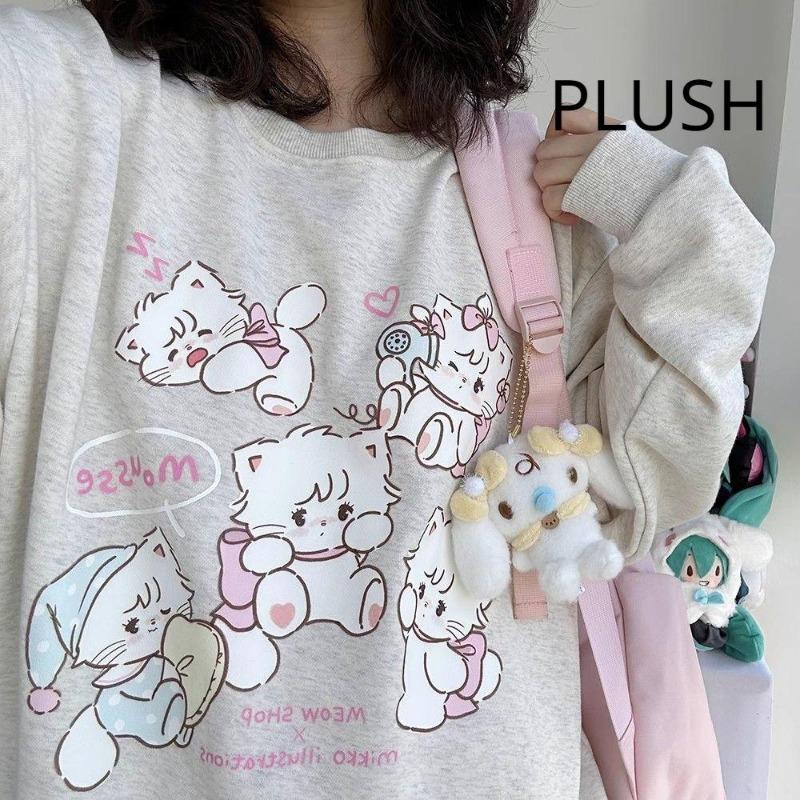 2KWEIRD Y2k Harajuku Kawaii Hoodie Women Japanese Fashion Cute Casual Cat Print Soft Gril Loose Sweatshirt Preppy Style