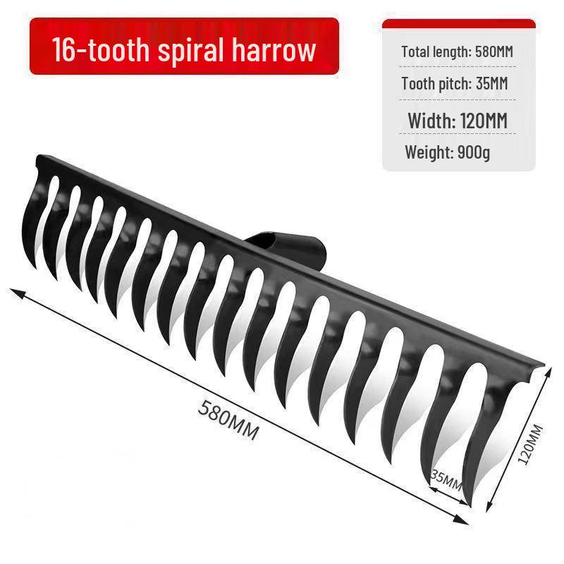 Manganese Steel Hand-Forged Spiral Rake: Multifunctional Garden Tool