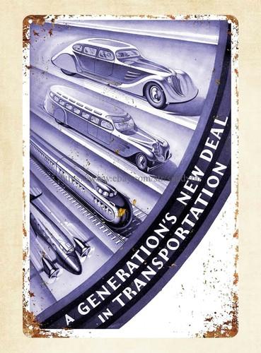 

garage metal poster shelves The Streamlined New Deal metal tin signAluminum 20x30cm（7.8x11.8inch）