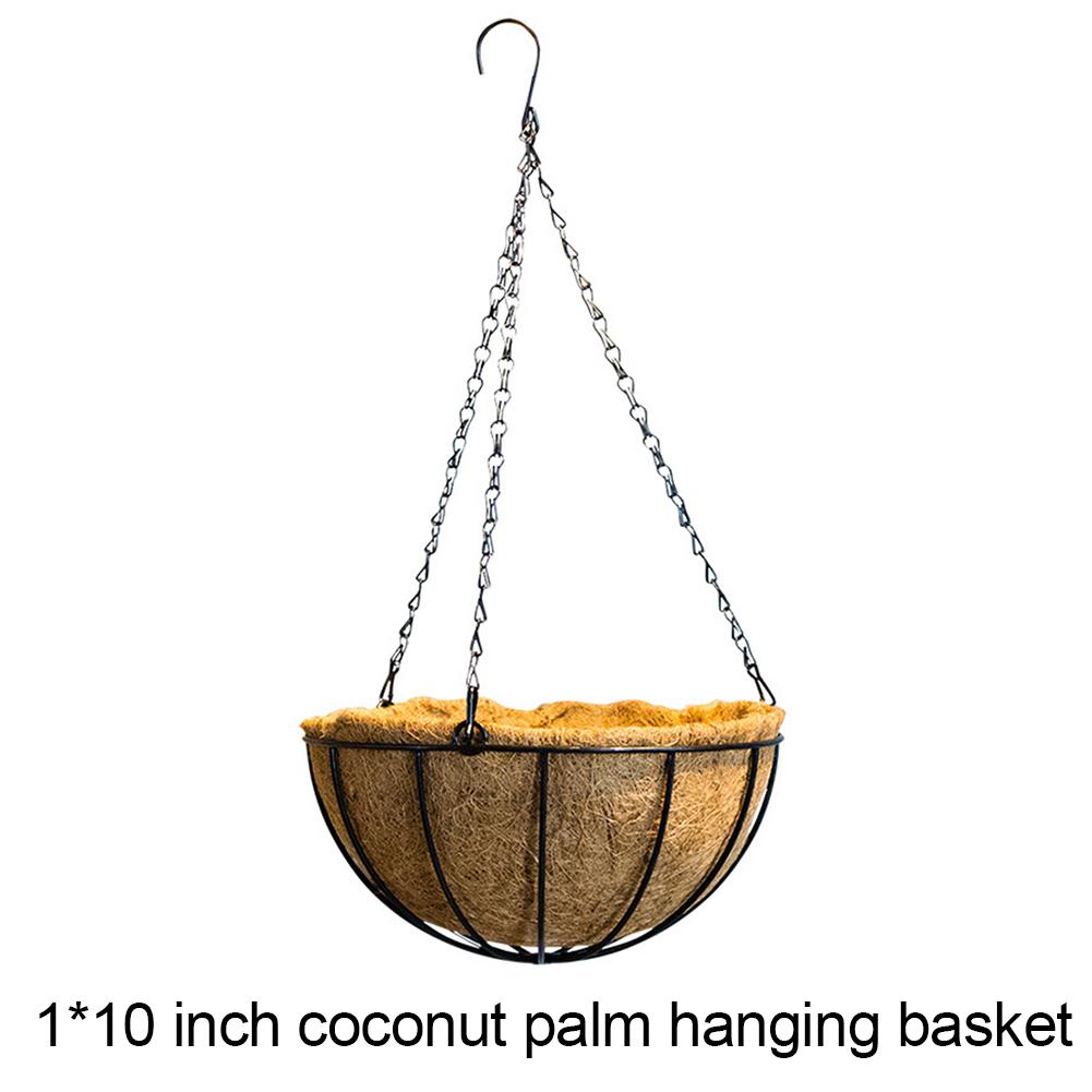 Coconut Brown Round Iron Chain Hanging Basket Creative Flowerpot Holder Plant Hanger Basket Flower Pot Outdoor Garden Decoration