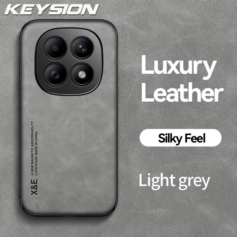 KEYSION Luxury Retro PU Leather Phone Case for Redmi Note 15 Pro + 5G Silicone+PC Shockproof Phone Cover for Redmi Note 15 4G 5G