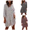 Women's Fashion Casual V-Neck Floral Ruffle Seven-Point Sleeve Cardigan Dress