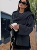 2024 Autumn/Winter Women's Asymmetrical Long-sleeve Knitted Scarf Coat - European/American Style, Solid Color, Fashionable Temperament