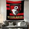 Custom Name Afc Bournemouth Wall Tapestry Aesthetic Wall Hanging Printed Fabric Blanket Decorative Tapestries for Bedroom Living Room Home Decor