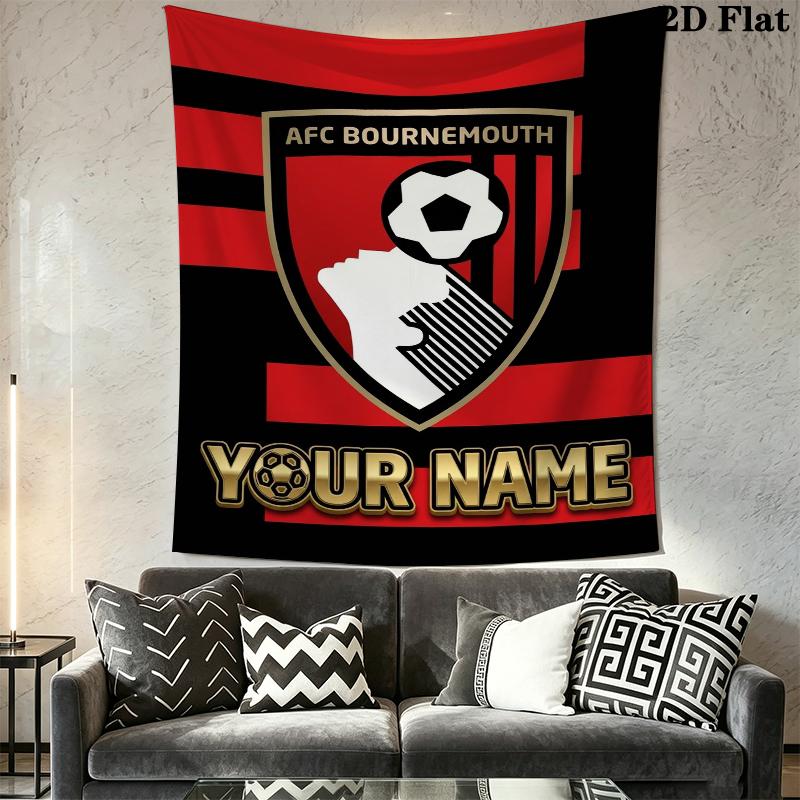 Custom Name Afc Bournemouth Wall Tapestry Aesthetic Wall Hanging Printed Fabric Blanket Decorative Tapestries for Bedroom Living Room Home Decor