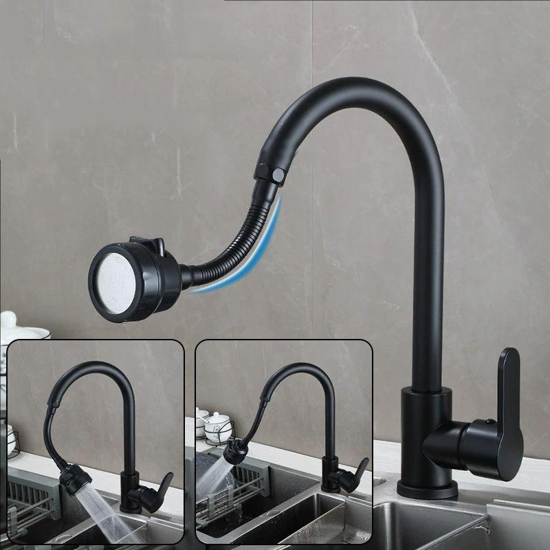 Black Kitchen Faucet Single Handle Hot and Cold Water Kitchen Sink Taps Basin Mixer with 360° rotating Adapter Gray