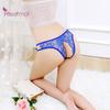 Krajkové kalhotky Spodní prádlo bez rozkroku Tanga pro ženy Sleep Colthes G-string Sexy oblečení Sexy květinové kalhotky s mašlí