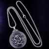 Hip Hop Chinese Dragon Embossed Round Pendant Necklace for Men and Women - Titanium Stainless Steel.