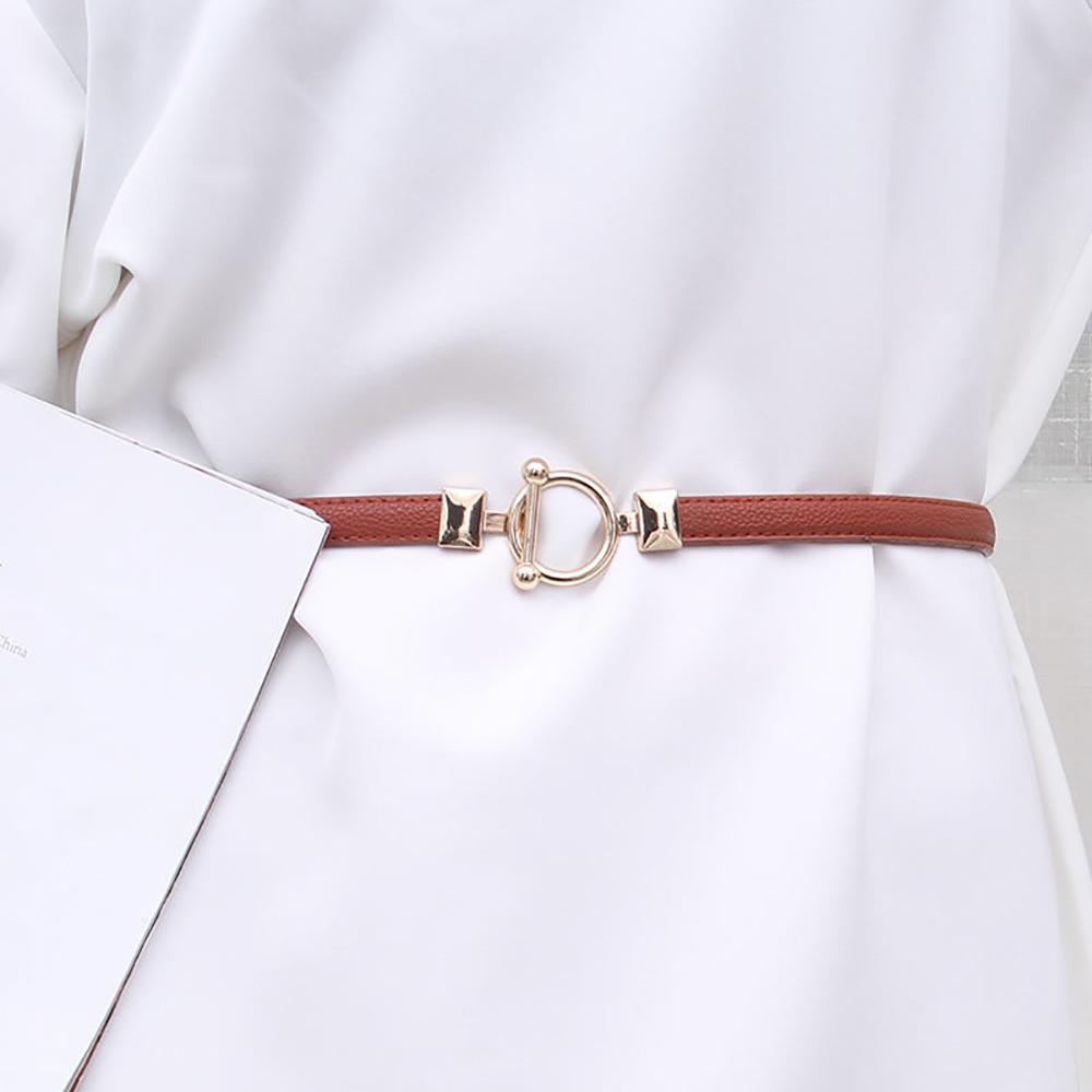 Personality Luxury Trouser Adjustable Dress Women Waistband Waist Belt PU Belt Metal Hook Buckle