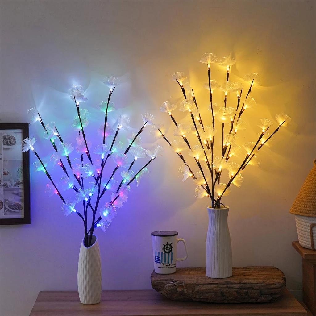 Fiber optic flower branch light battery powered for room parties Christmas holiday decorations home indoor lighting