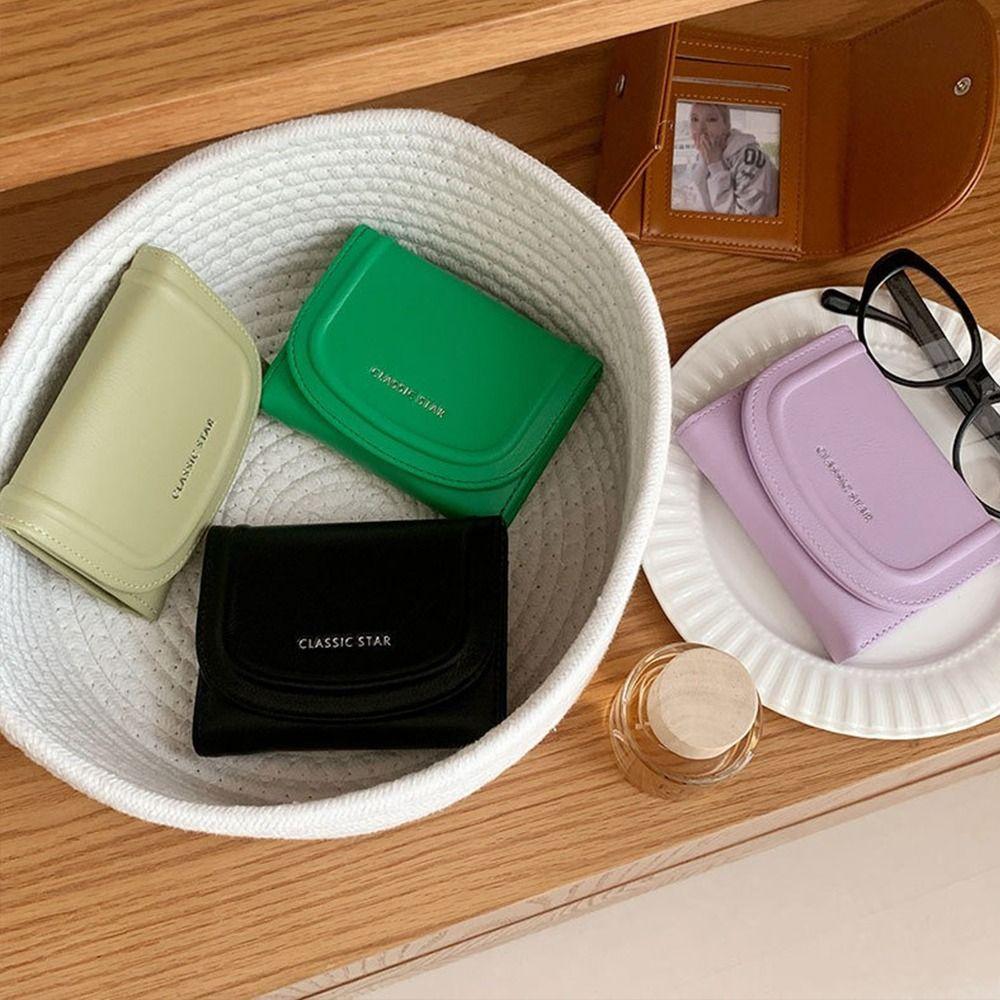 Solid Color Short Wallet Multi Card Student Purse Card Holder Women's Wallet Gift