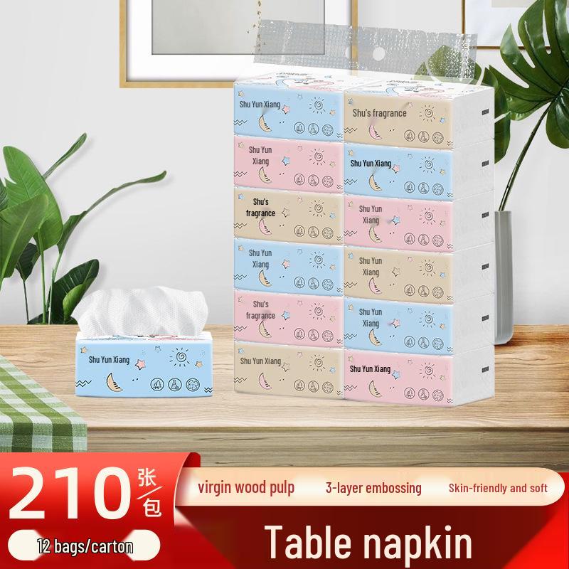 

Compact 3-Layer Portable Dining Tissue, 12-Pack - Original Wood Paper for Street Food Stalls 12 packs per case