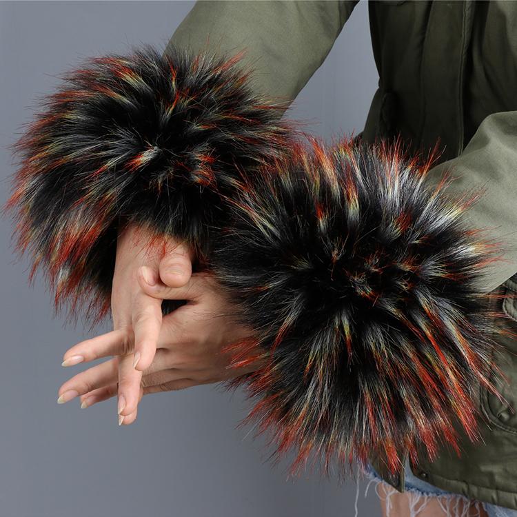 Frauen Kunstpelz Plüsch Manschette Hand Armwärmer flauschig weiche Handgelenk Band Handschuhe Winter