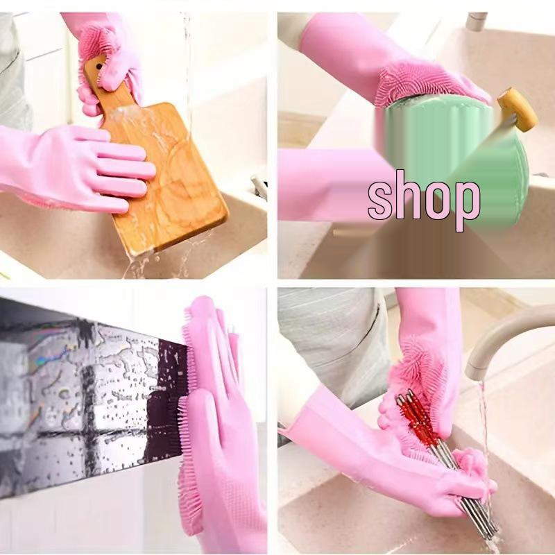 Silicone Dishwashing & Pet Bathing Gloves - Waterproof, Durable, Anti-Scratch for Women