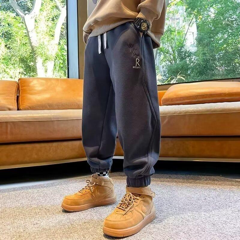 Boys' Spring and Summer Autumn Pants Children and Teens Pants Thin Children's Sports Straight Pants Trendy Three-Bar Pants Trendy